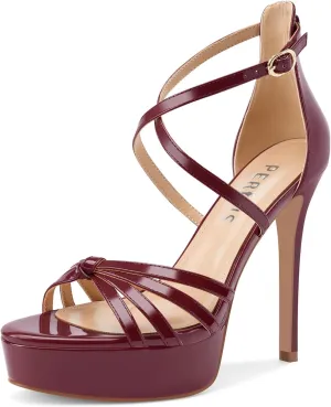 Women's Platform Stiletto Heels Cross Strap Open Peep Toe High Heel Sandals Ankle Strap Crisscross Dress Stilettos Summer Shoes for Ladies Sexy Fashion