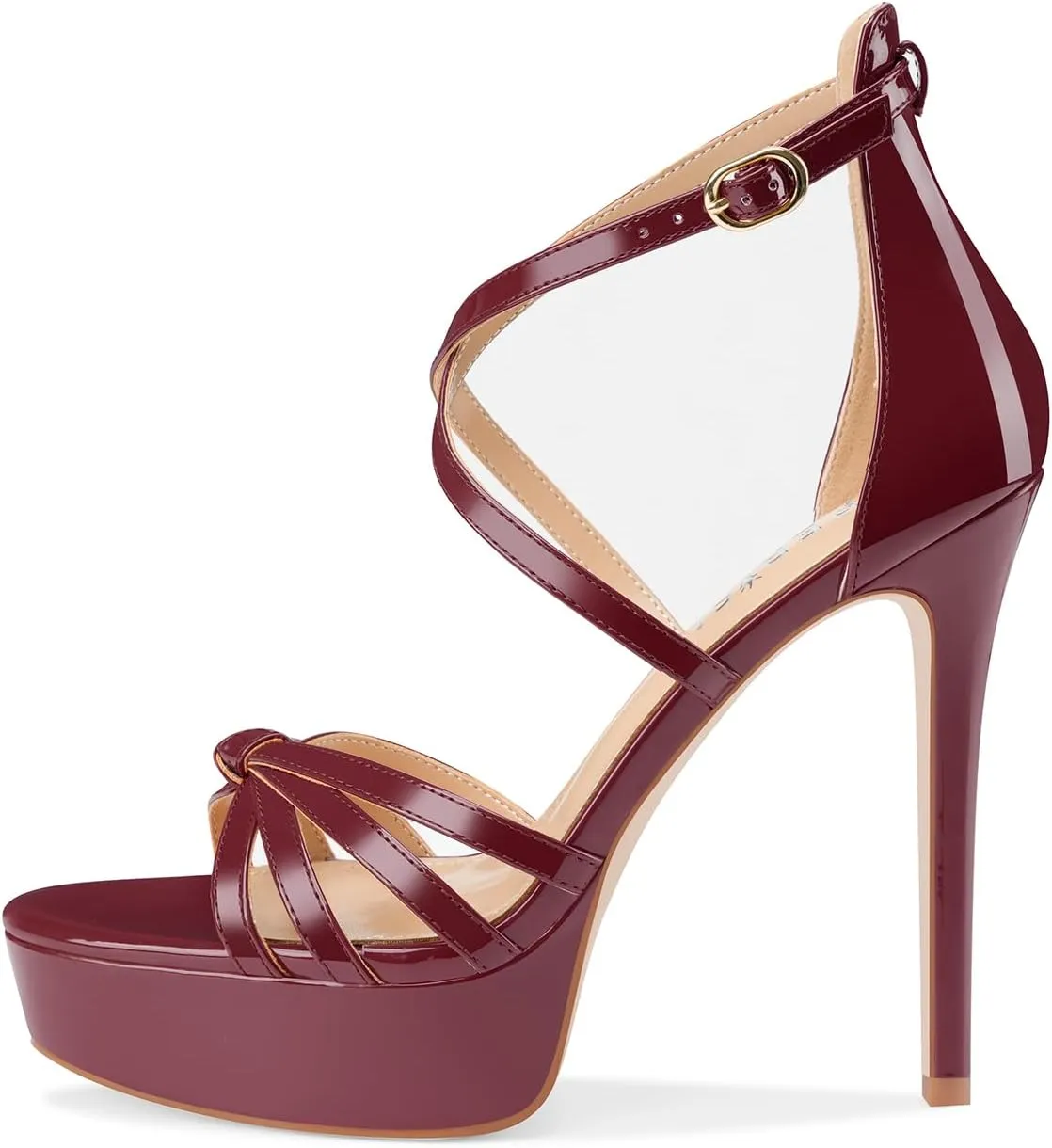 Women's Platform Stiletto Heels Cross Strap Open Peep Toe High Heel Sandals Ankle Strap Crisscross Dress Stilettos Summer Shoes for Ladies Sexy Fashion