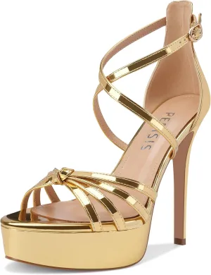 Women's Platform Stiletto Heels Cross Strap Open Peep Toe High Heel Sandals Ankle Strap Crisscross Dress Stilettos Summer Shoes for Ladies Sexy Fashion