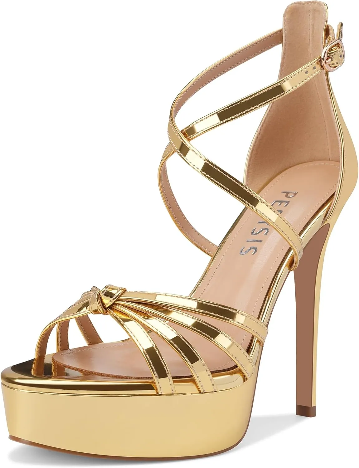 Women's Platform Stiletto Heels Cross Strap Open Peep Toe High Heel Sandals Ankle Strap Crisscross Dress Stilettos Summer Shoes for Ladies Sexy Fashion