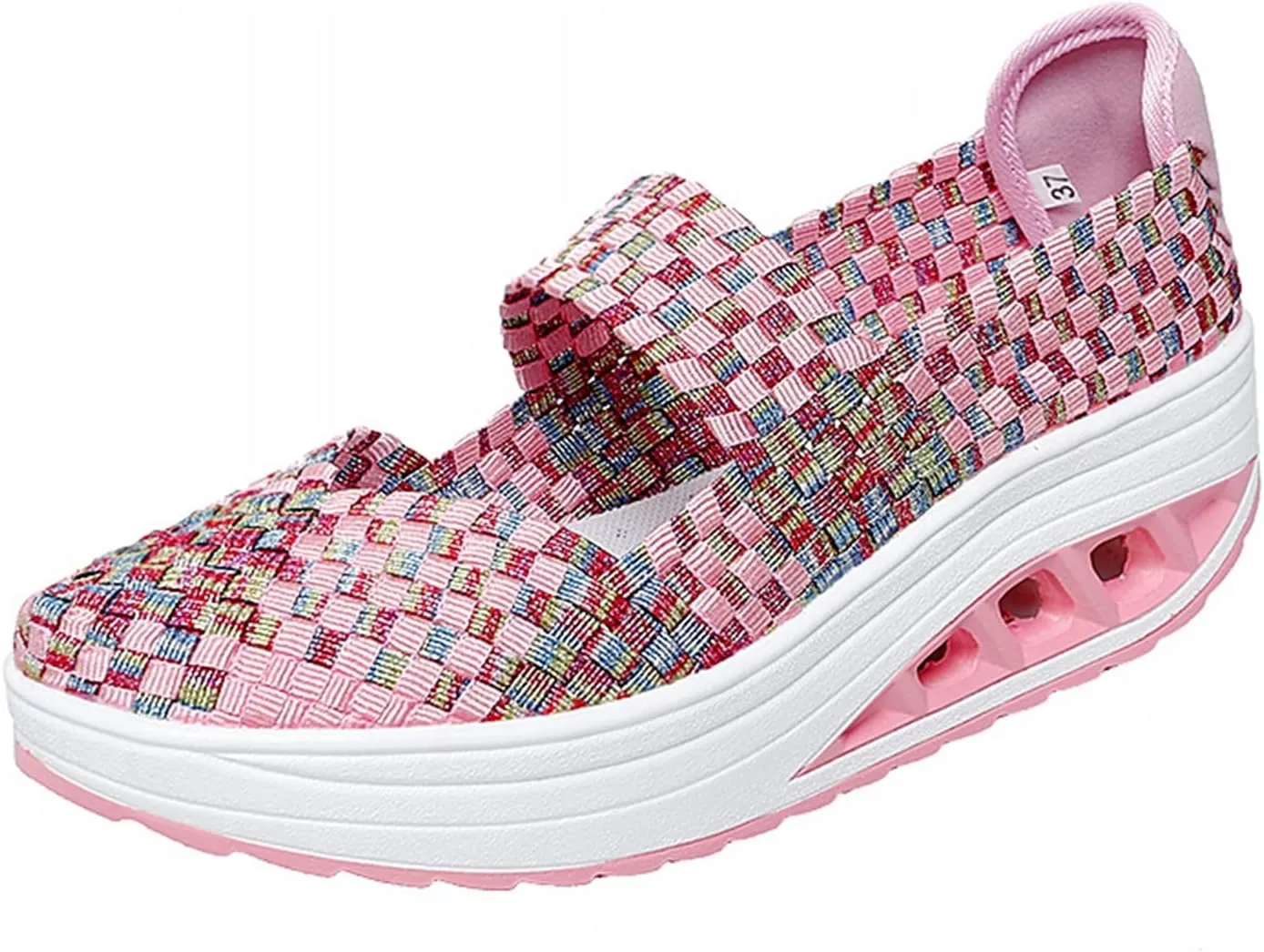 Women's Platform Wedge Sandals Slip on Woven Pumps Mary Jane Shoes Comfortable Walking Shoes