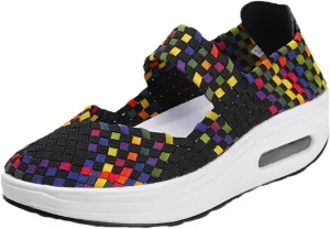 Women's Platform Wedge Sandals Woven Pumps Mary Jane Shoes Comfortable Walking Shoes