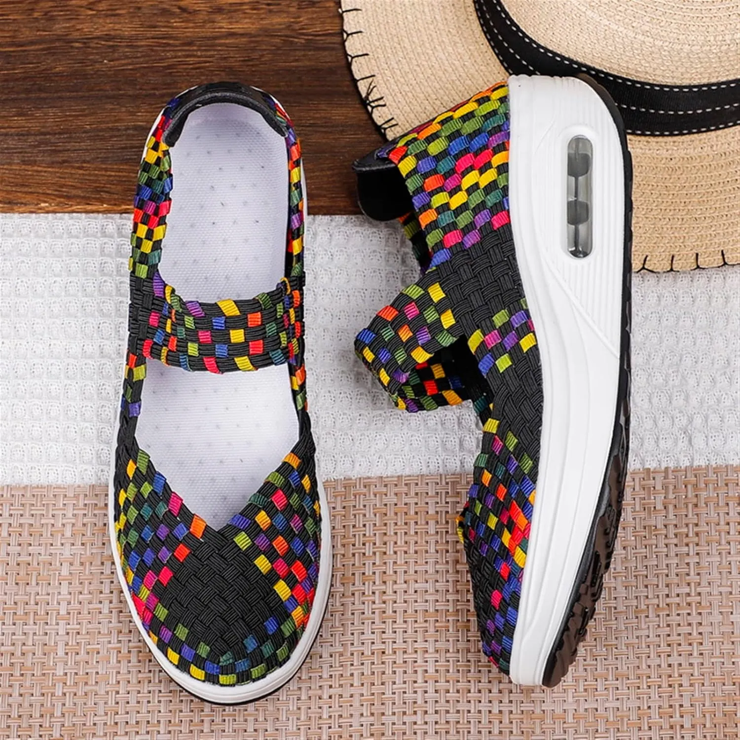 Women's Platform Wedge Sandals Woven Pumps Mary Jane Shoes Comfortable Walking Shoes