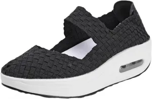 Women's Platform Wedge Sandals Woven Pumps Mary Jane Shoes Comfortable Walking Shoes