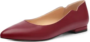 Women's Pointed Toe Ballet Flats Casual Low Heel Pumps V-Shaped Notches Slip On Comfort Dress Party Office Shoes for Women