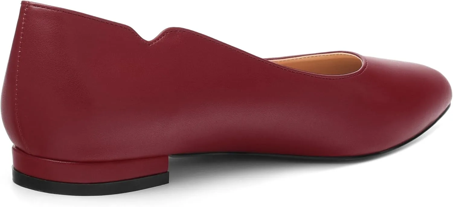 Women's Pointed Toe Ballet Flats Casual Low Heel Pumps V-Shaped Notches Slip On Comfort Dress Party Office Shoes for Women