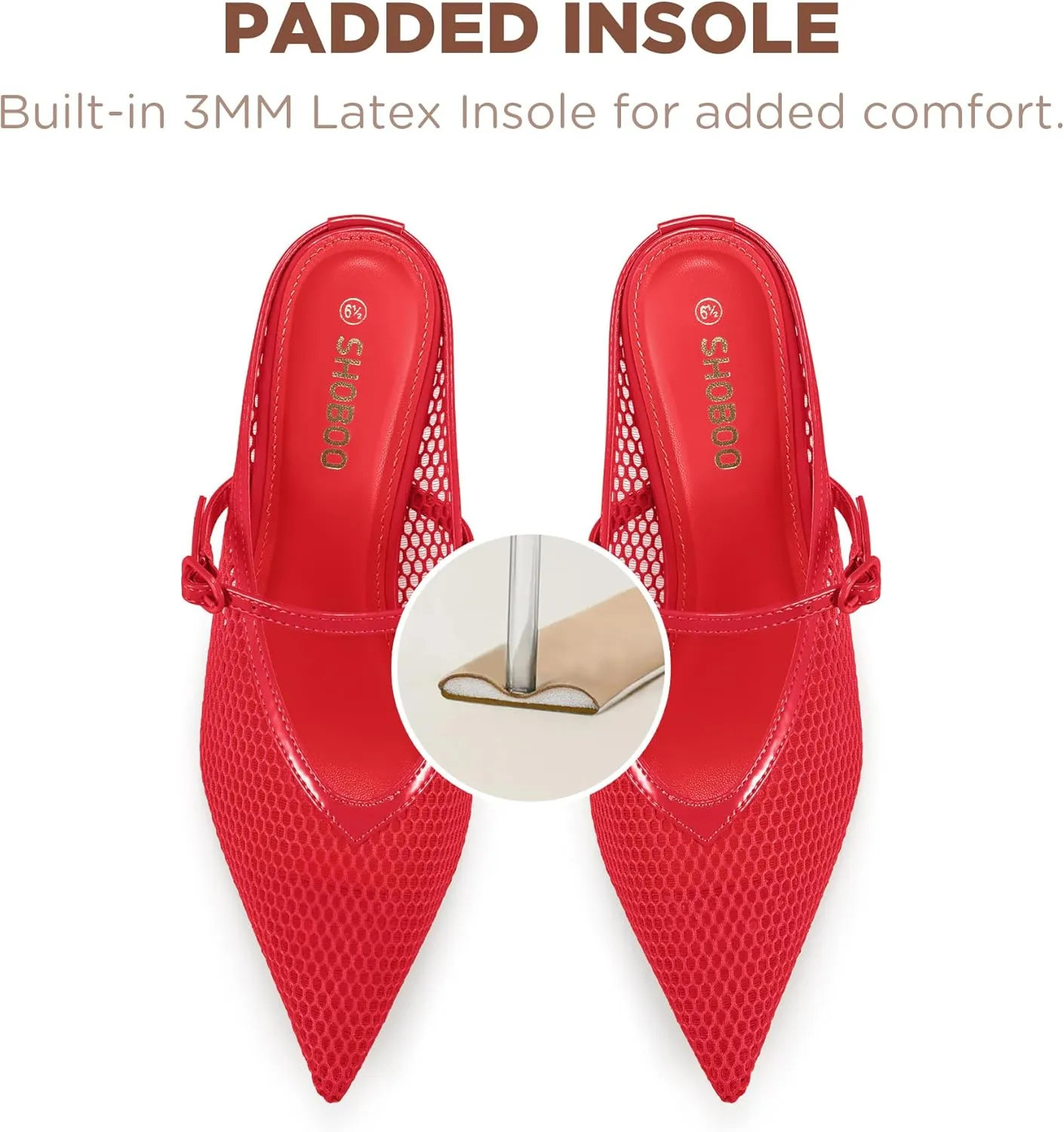 Women's Pointed Toe Kitten Heels Mesh Dress Sandals Slip On Pump Shoes with Strap for Casual Party Office