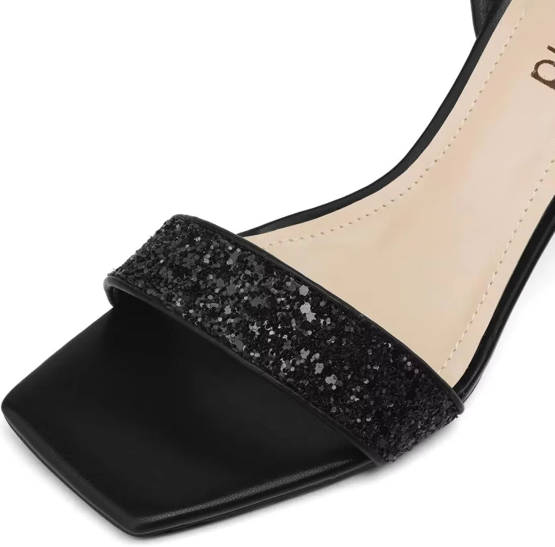 Womens Sandals Glitter Strappy High Heels Sandals Stiletto Heeled Sandals Ankle Strap Heels for Women Party Wedding Daily Wear Prom Sandals Shoes