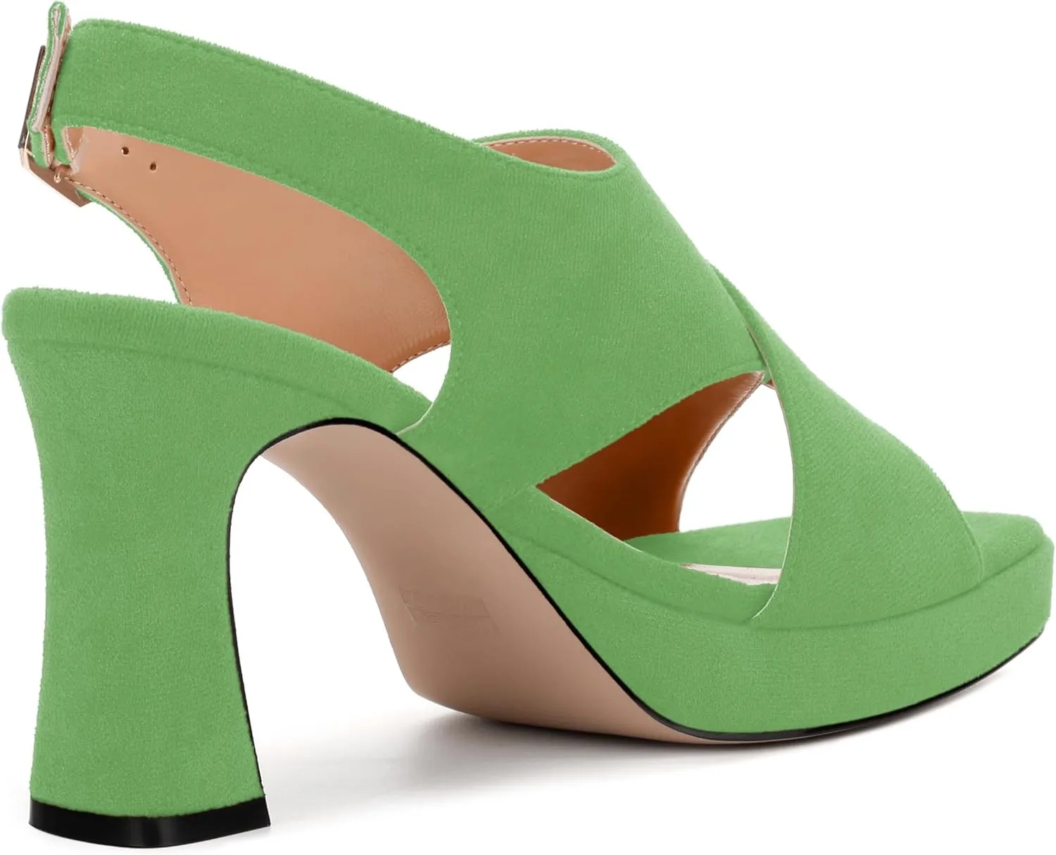 Womens Sandals Open Toe Platform Sandals Buckle Adjustable Strap Heeled Sandals Fashion Solid Suede High Heels