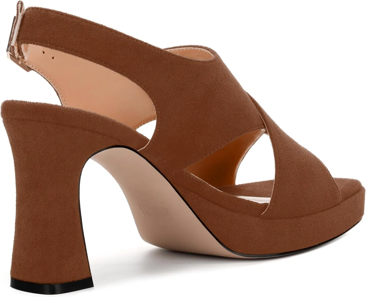 Womens Sandals Open Toe Platform Sandals Buckle Adjustable Strap Heeled Sandals Fashion Solid Suede High Heels