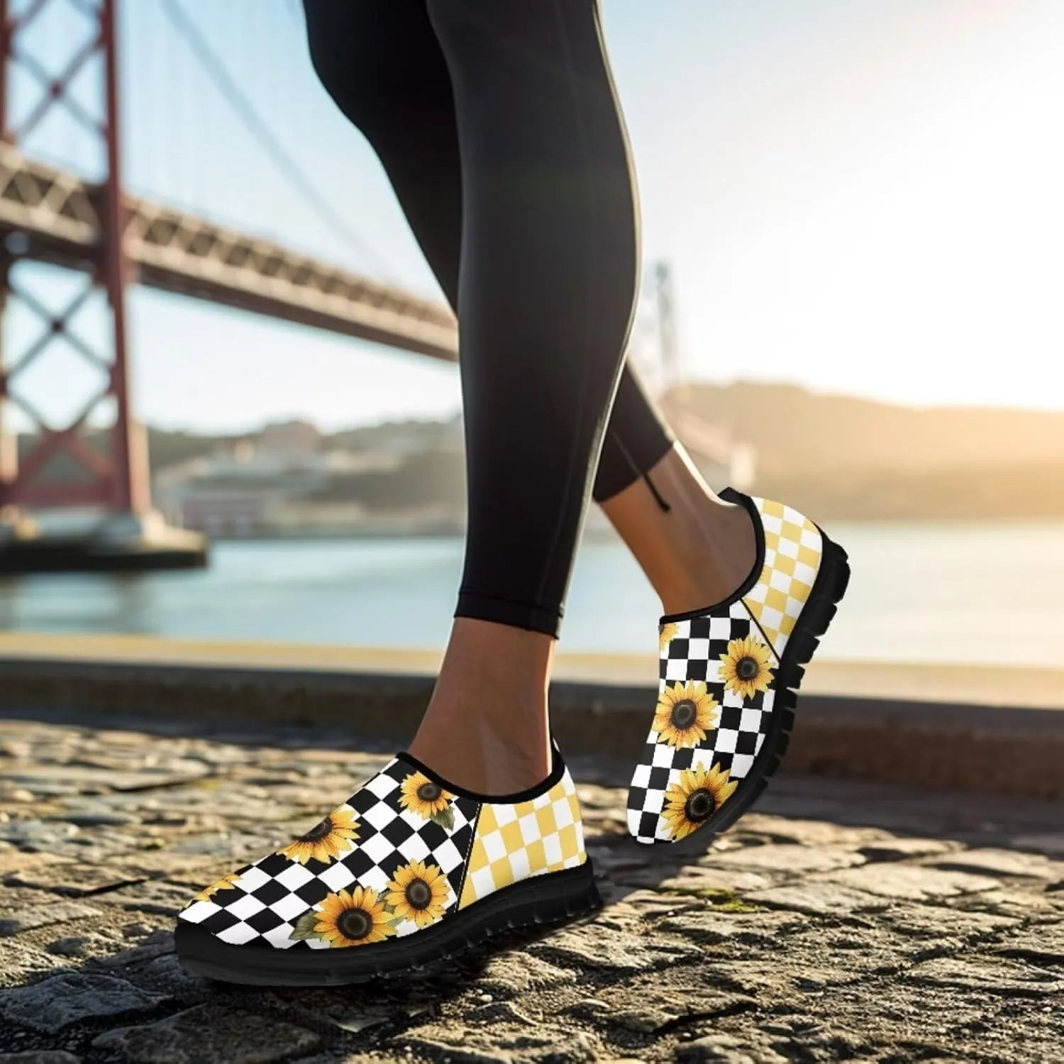 Women's Slip on Shoes Casual Mesh Business Loafers for Work Hands Free Walking Flats Sneakers