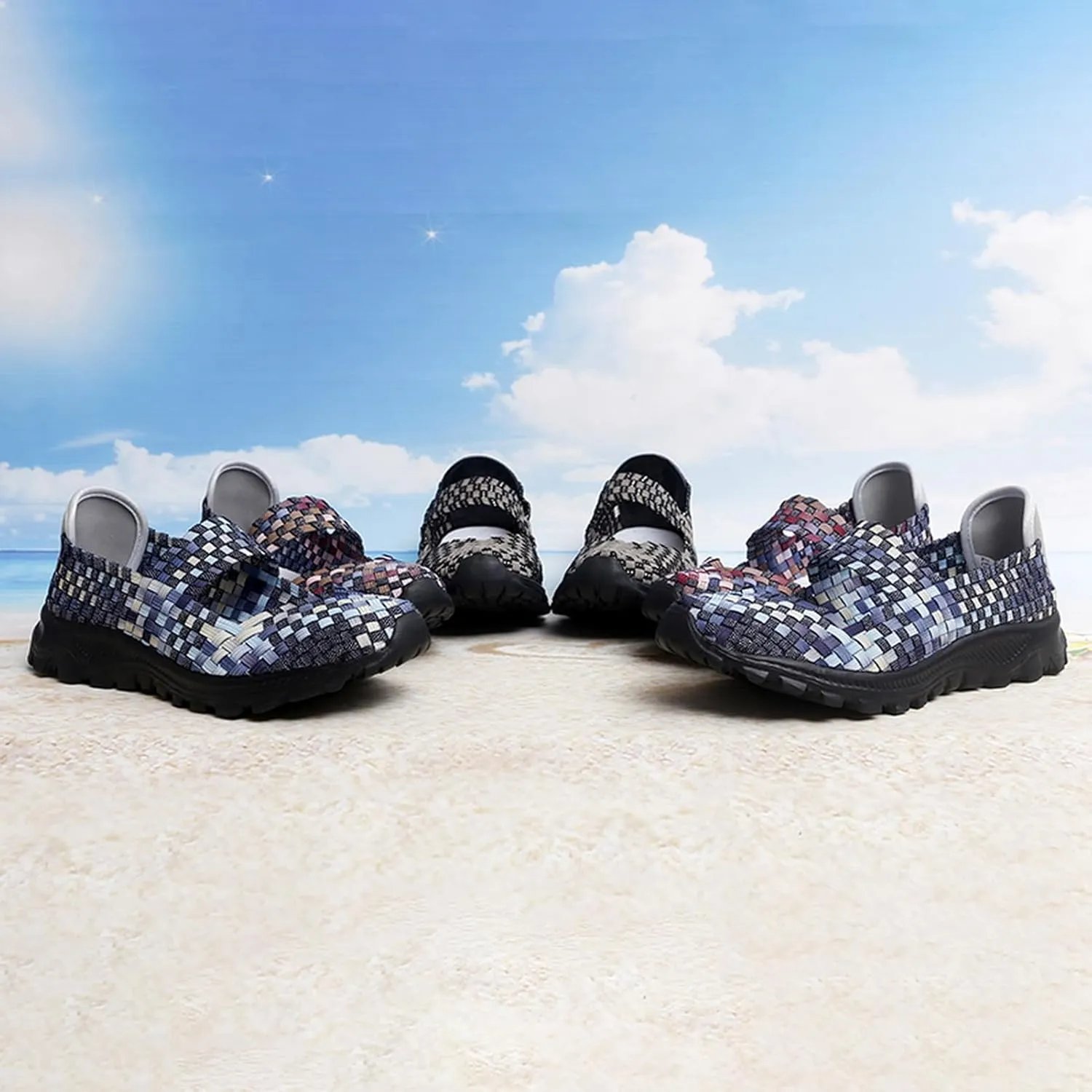 Women's Slip On Walking Shoes Mary Jane Flat Sneakers Lightweight Breathable Non Slip Running Shoes