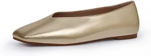 Women's Soft Ballet Silver Flats Elegant Slip On Square Toe Walking Single Shoes