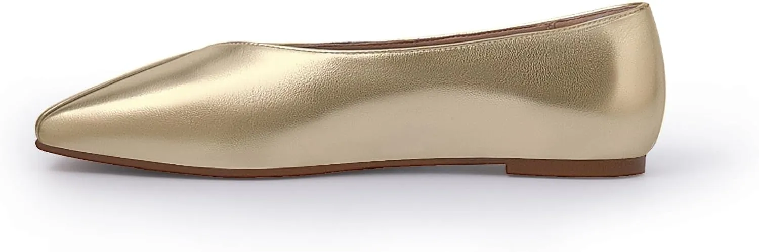 Women's Soft Ballet Silver Flats Elegant Slip On Square Toe Walking Single Shoes