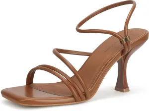 Women's Strappy Kitten Heels Square Open Toe Sandals Party Wedding Ankle Strap Shoes