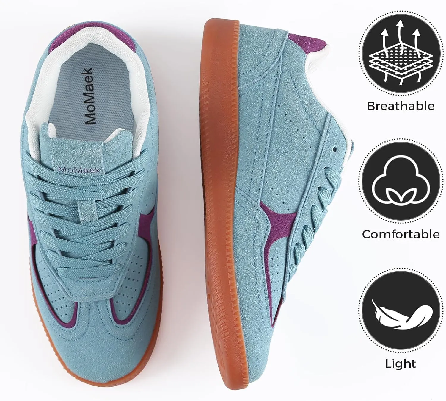 Women's Tennis Skate Sneakers Fashion Classic Retro Gum Sole Shoes Casual Walking Footwear Anti Slip Trainers