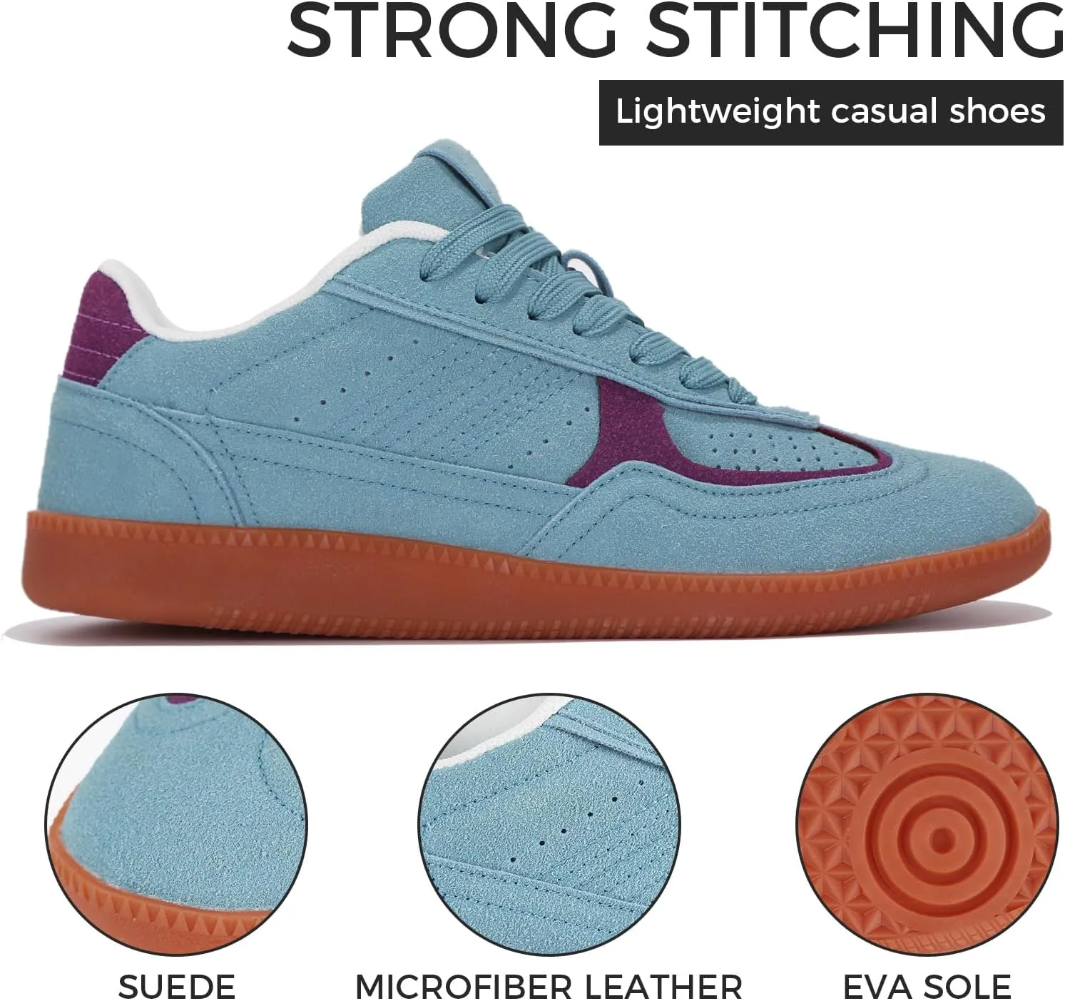 Women's Tennis Skate Sneakers Fashion Classic Retro Gum Sole Shoes Casual Walking Footwear Anti Slip Trainers