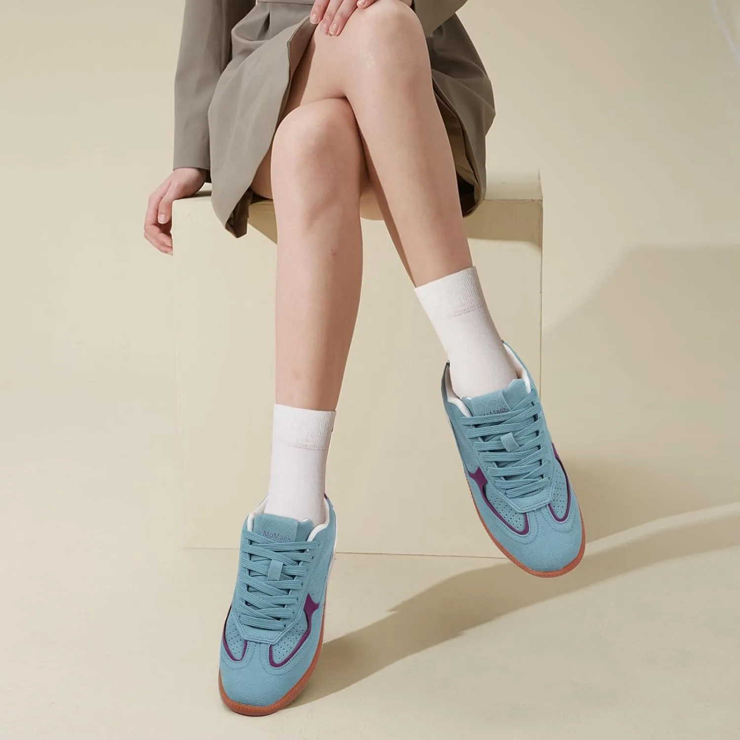 Women's Tennis Skate Sneakers Fashion Classic Retro Gum Sole Shoes Casual Walking Footwear Anti Slip Trainers