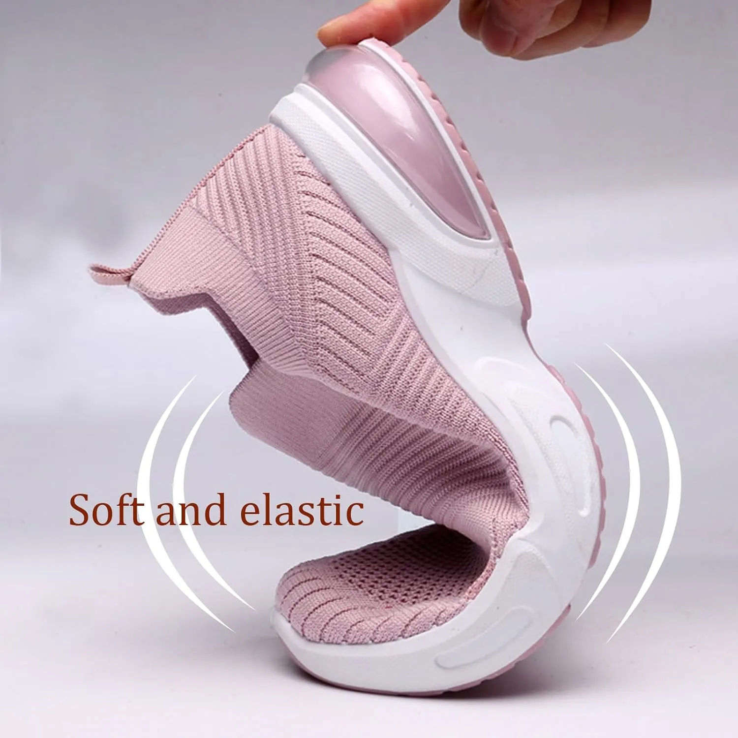 Women's Walking Shoes Correction Shoe Socks Sports Shoes - mesh Sliding Sleeve air Cushion Casual Shoe Platform Loafers Height Increasing Shoes Breathable unrestrained