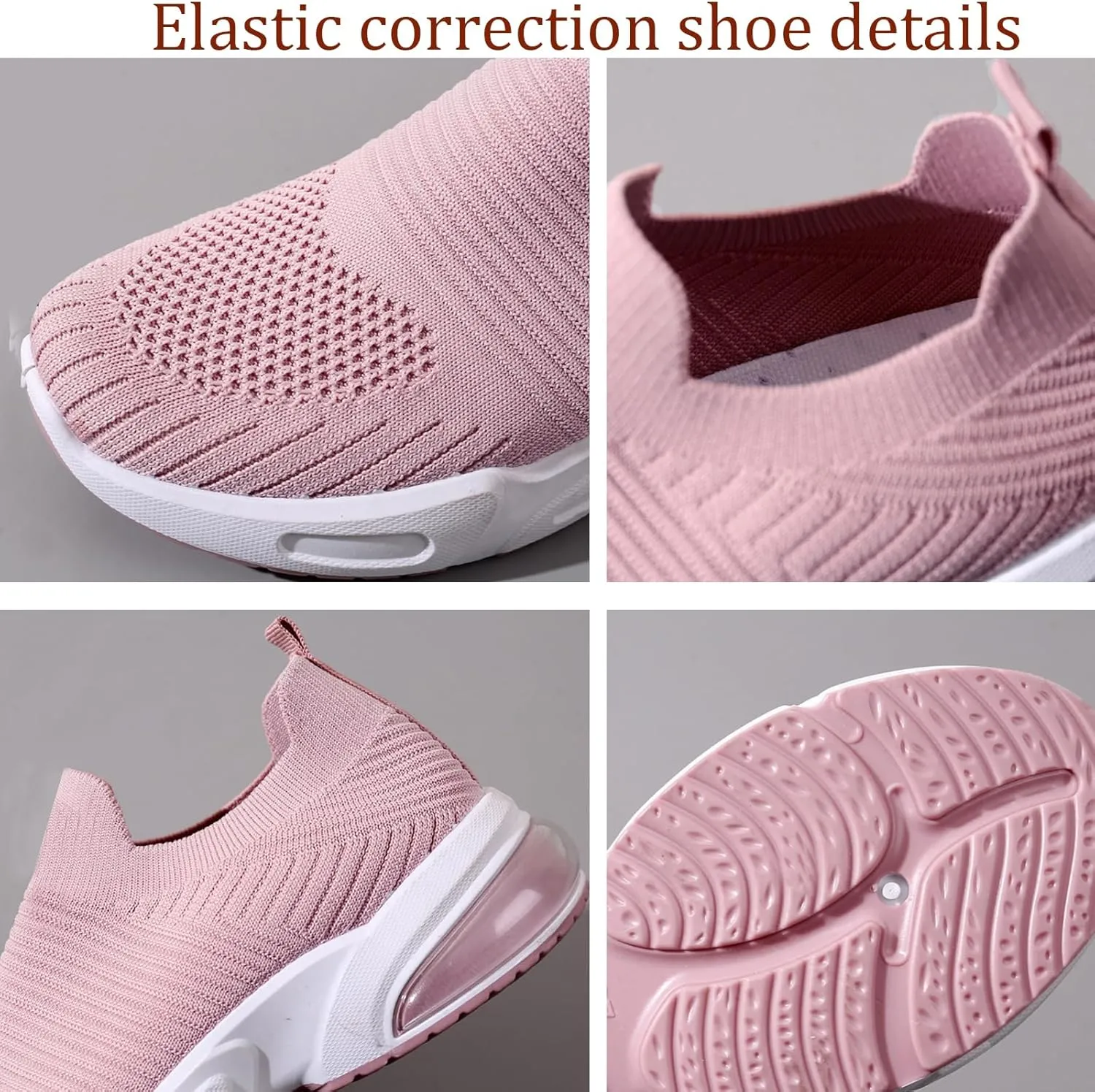 Women's Walking Shoes Correction Shoe Socks Sports Shoes - mesh Sliding Sleeve air Cushion Casual Shoe Platform Loafers Height Increasing Shoes Breathable unrestrained