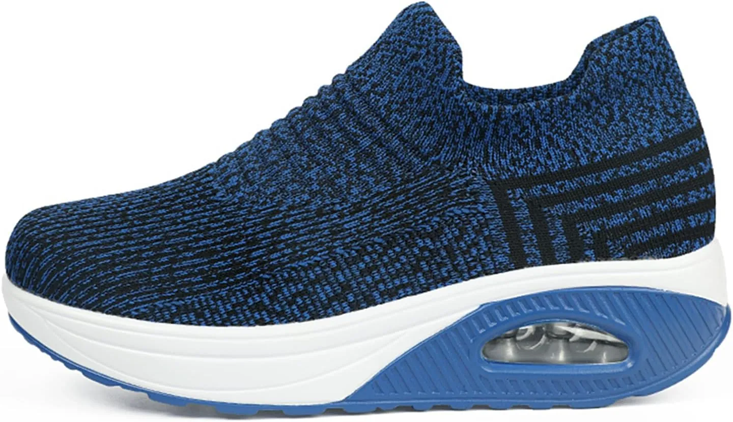 Women's Walking Shoes Socks Sneakers Breathable Mesh Slip-On Casual Shoes Thick Sole Loafers