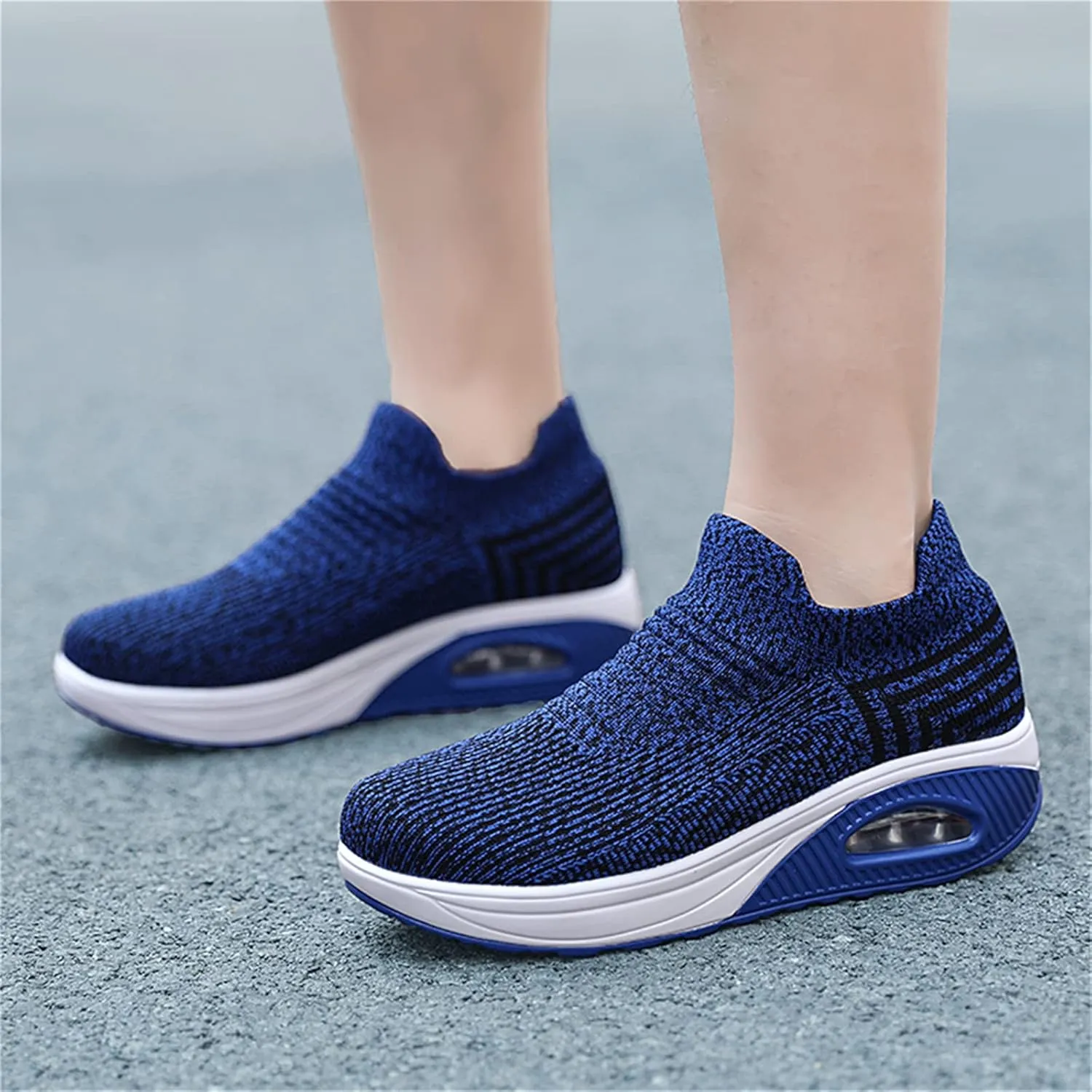 Women's Walking Shoes Socks Sneakers Breathable Mesh Slip-On Casual Shoes Thick Sole Loafers
