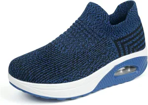 Women's Walking Shoes Socks Sneakers Breathable Mesh Slip-On Casual Shoes Thick Sole Loafers