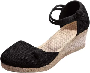 Womens Wedge Platform Espadrille Ankle Strap Clip Toe Summer Casual Sandals Boho Beach Shoes Flip Flops