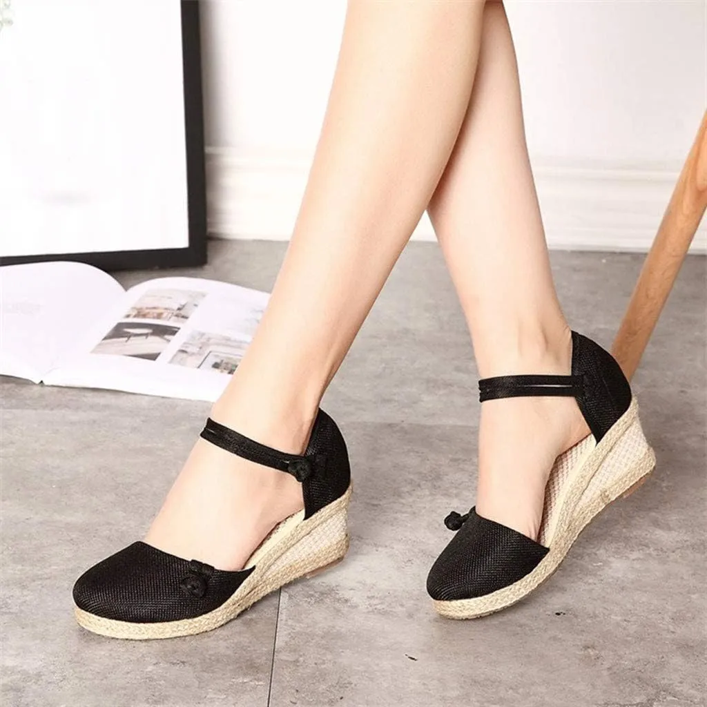 Womens Wedge Platform Espadrille Ankle Strap Clip Toe Summer Casual Sandals Boho Beach Shoes Flip Flops