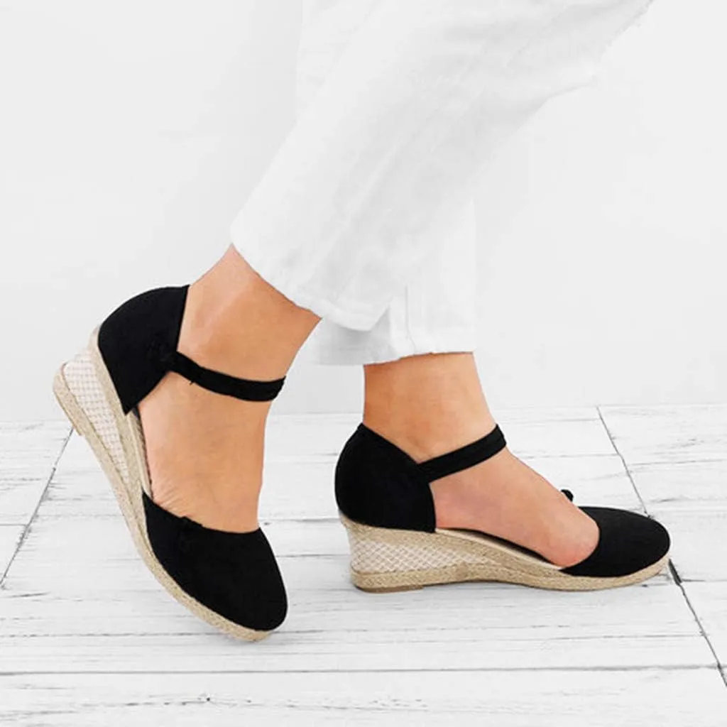 Womens Wedge Platform Espadrille Ankle Strap Clip Toe Summer Casual Sandals Boho Beach Shoes Flip Flops