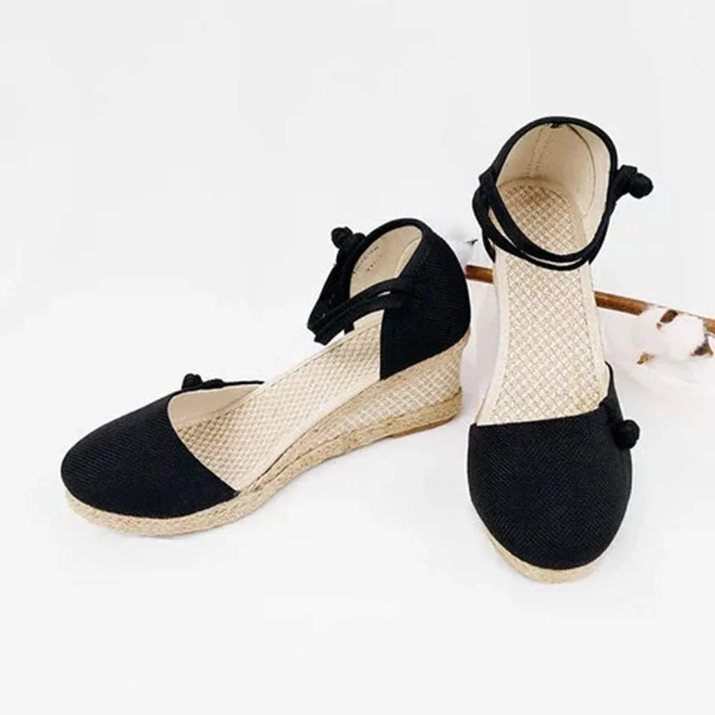 Womens Wedge Platform Espadrille Ankle Strap Clip Toe Summer Casual Sandals Boho Beach Shoes Flip Flops