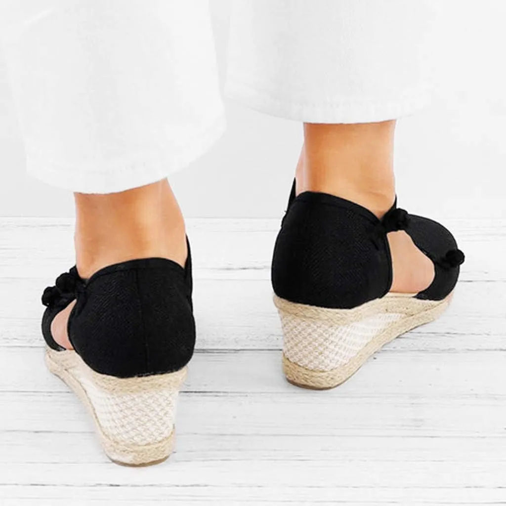 Womens Wedge Platform Espadrille Ankle Strap Clip Toe Summer Casual Sandals Boho Beach Shoes Flip Flops
