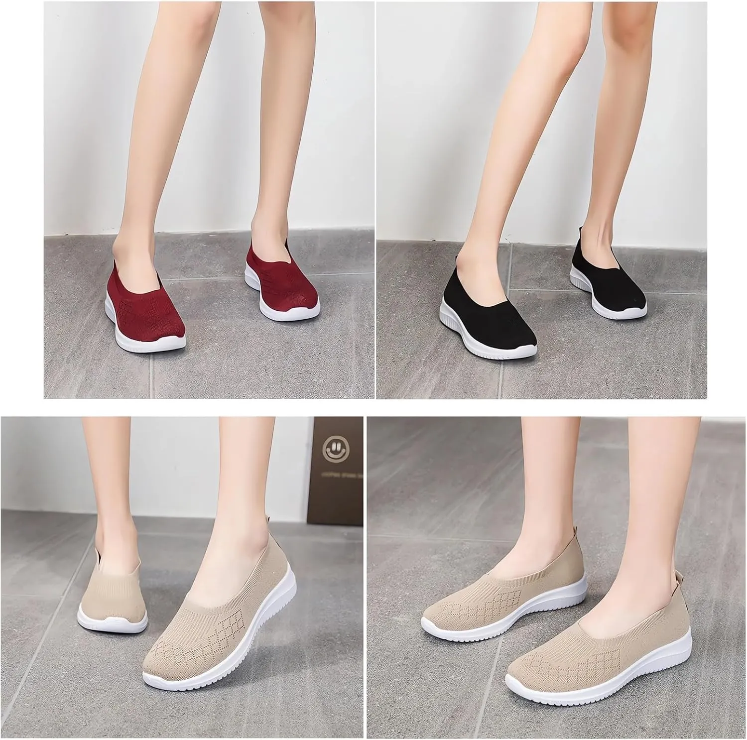 Women's Woven Orthopedic Breathable Shoes Comfortable Walking Sneakers with Arch Support Wide Fit Go Walk Slip on Tenis Comfy Work Slip Ins Loafers Standing All Day Soft Foam Summer Shoes Hands Free