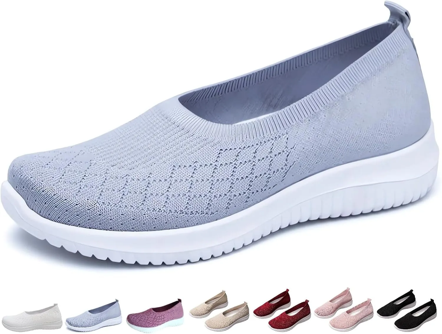 Women's Woven Orthopedic Breathable Shoes Comfortable Walking Sneakers with Arch Support Wide Fit Go Walk Slip on Tenis Comfy Work Slip Ins Loafers Standing All Day Soft Foam Summer Shoes Hands Free