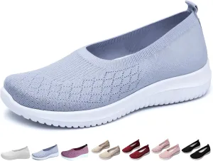 Women's Woven Orthopedic Breathable Shoes Comfortable Walking Sneakers with Arch Support Wide Fit Go Walk Slip on Tenis Comfy Work Slip Ins Loafers Standing All Day Soft Foam Summer Shoes Hands Free
