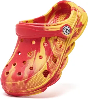 WOUEOI Kid's Tie Dye Clogs Garden Shoes Cartoon Slides Toddler Sandals Beach Slipper Girls Boys
