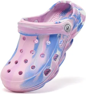 WOUEOI Kid's Tie Dye Clogs Garden Shoes Cartoon Slides Toddler Sandals Beach Slipper Girls Boys