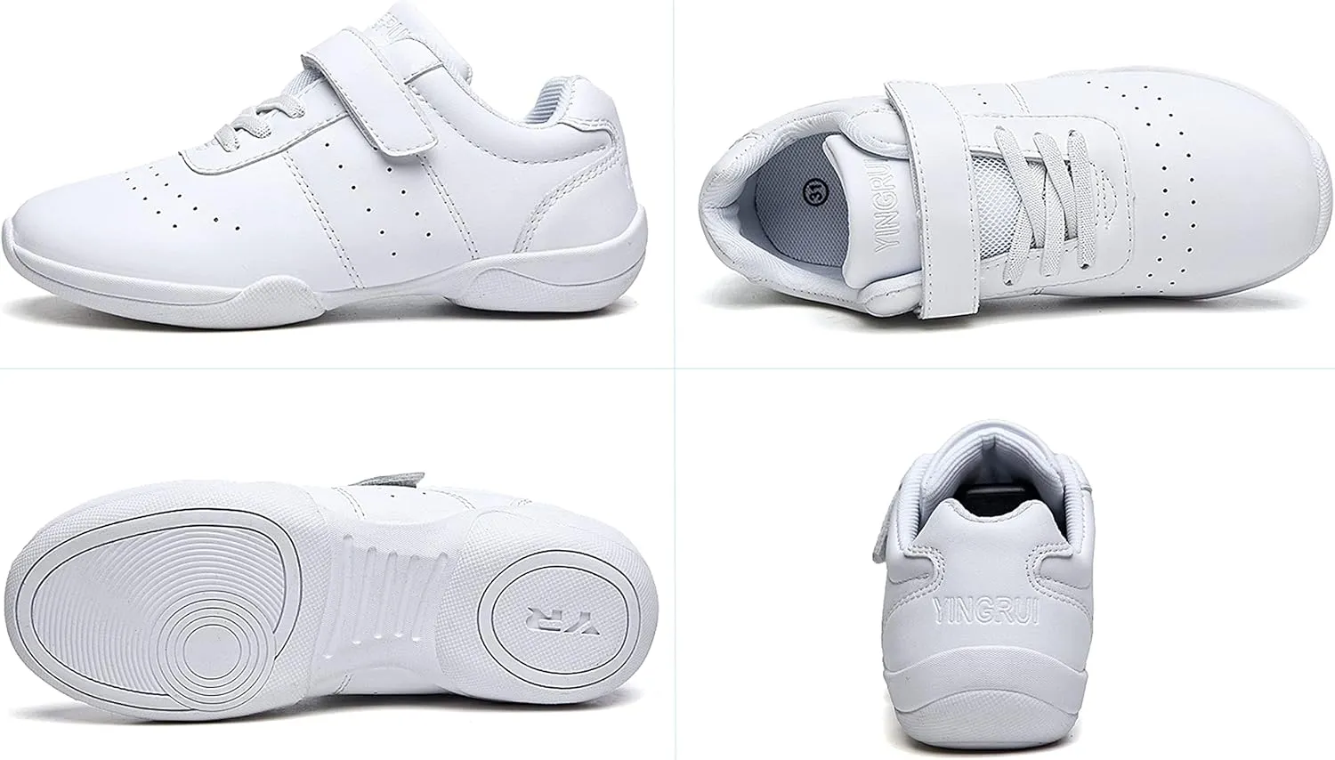 WUIWUIYU Boys Girls Hook-and-Loop School Cheerleading Jazz Dance Yoga Sport Shoes Competition Training Sneakers