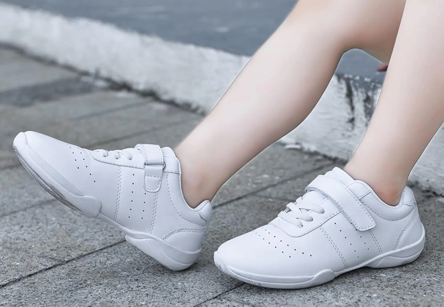 WUIWUIYU Boys Girls Hook-and-Loop School Cheerleading Jazz Dance Yoga Sport Shoes Competition Training Sneakers