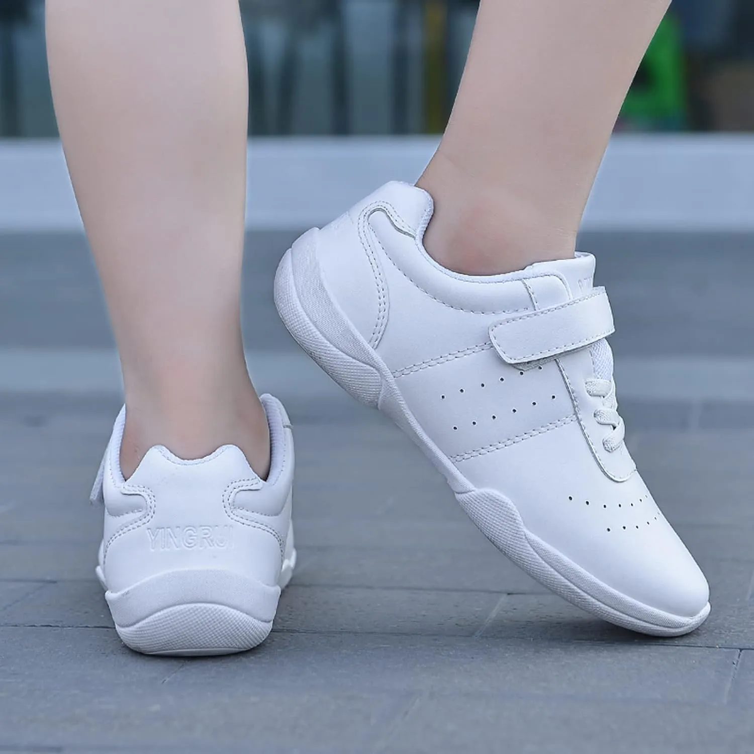 WUIWUIYU Boys Girls Hook-and-Loop School Cheerleading Jazz Dance Yoga Sport Shoes Competition Training Sneakers