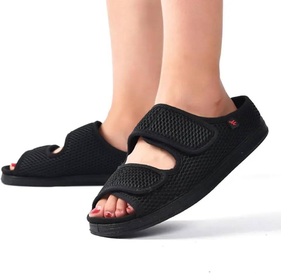 XGOPTS Diabetic Sandals for Women Men Extra Wide Diabetic Foot Shoes Swollen Feet Diabetic Edema Boots Slippers Non Slip Open Toe Adaptive Sandals Diabetic Arthritis Walking Shoes Adjustable Closure