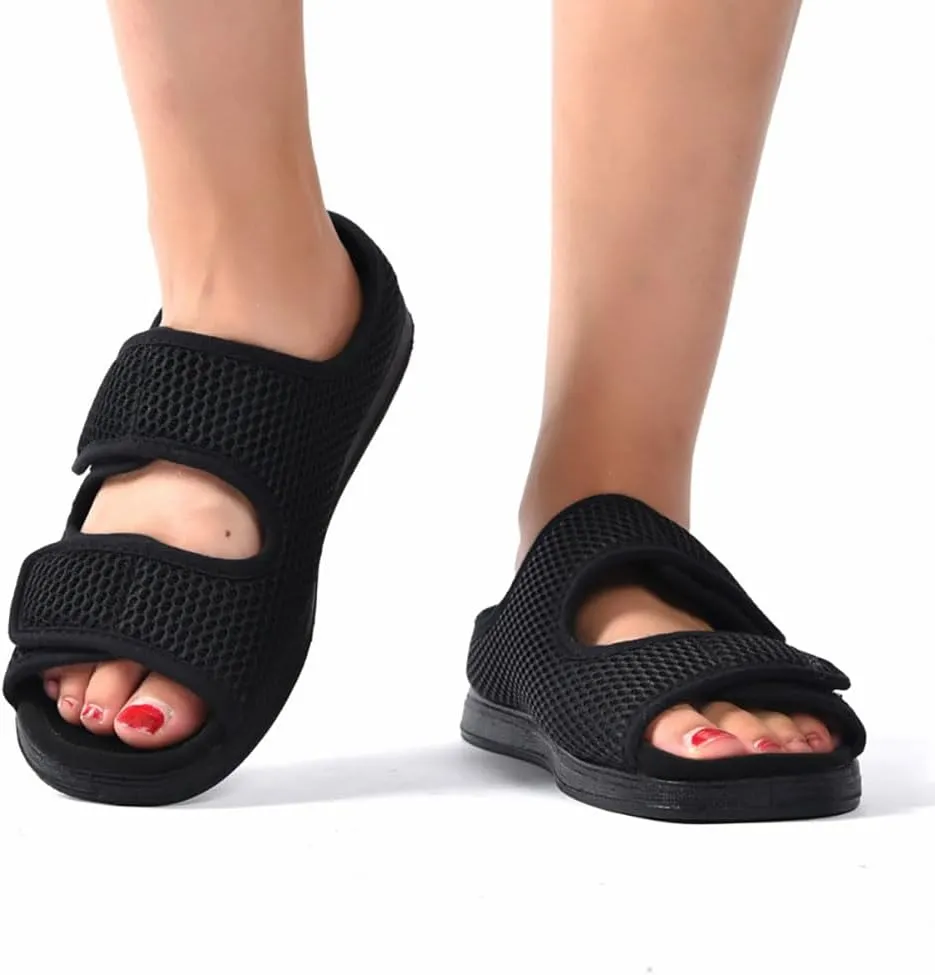 XGOPTS Diabetic Sandals for Women Men Extra Wide Diabetic Foot Shoes Swollen Feet Diabetic Edema Boots Slippers Non Slip Open Toe Adaptive Sandals Diabetic Arthritis Walking Shoes Adjustable Closure