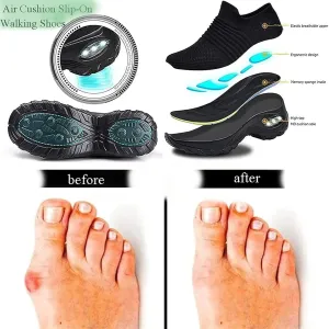 XIRUJNFD 2023 New Air Cushion Slip-on Walking Shoes Orthopedic Diabetic Walking Shoes for Women Men, Diabetic Shoes For Women (Black,7)