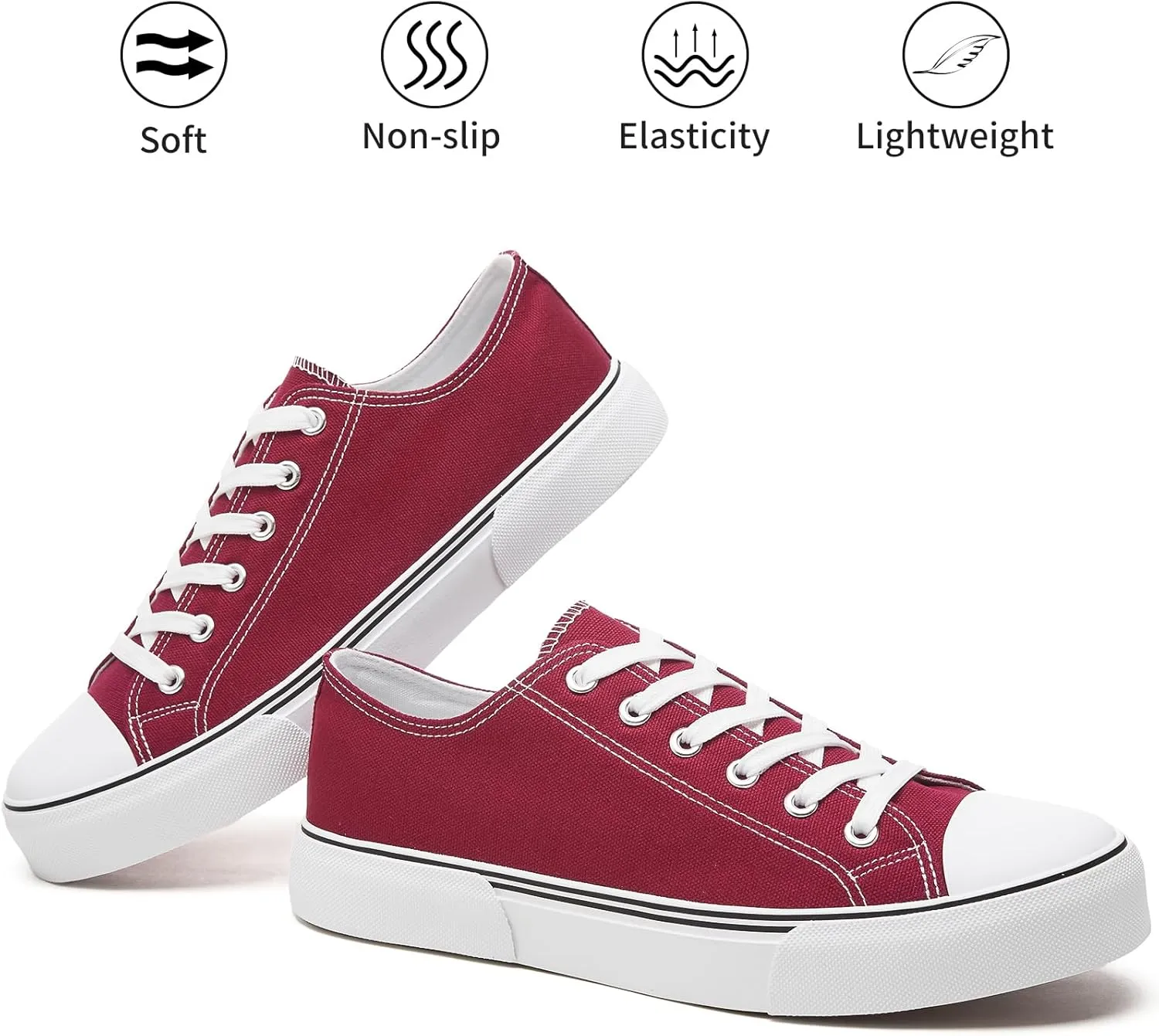 yageyan Men Canvas Low top Shoes Classic Casual Sneakers Black and White Fashion Shoes