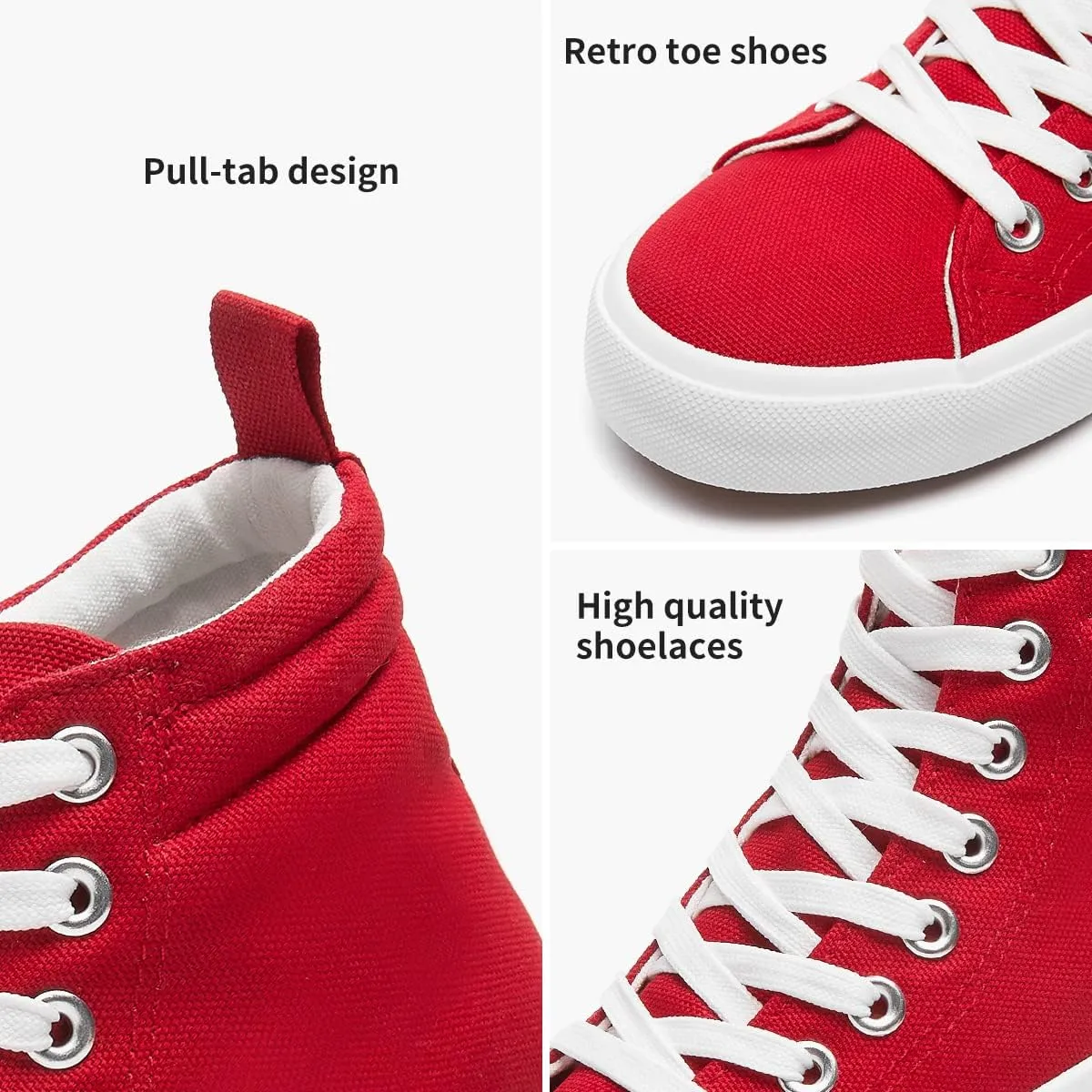 yageyan Womens High Top Canvas Sneakers Fashion Classic Shoes Comfortable White and Black Walking Shoes