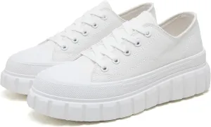 yageyan Womens Platform Sneakers Canvas Shoes for Women White Low Top Classic Casual Tennis Shoes