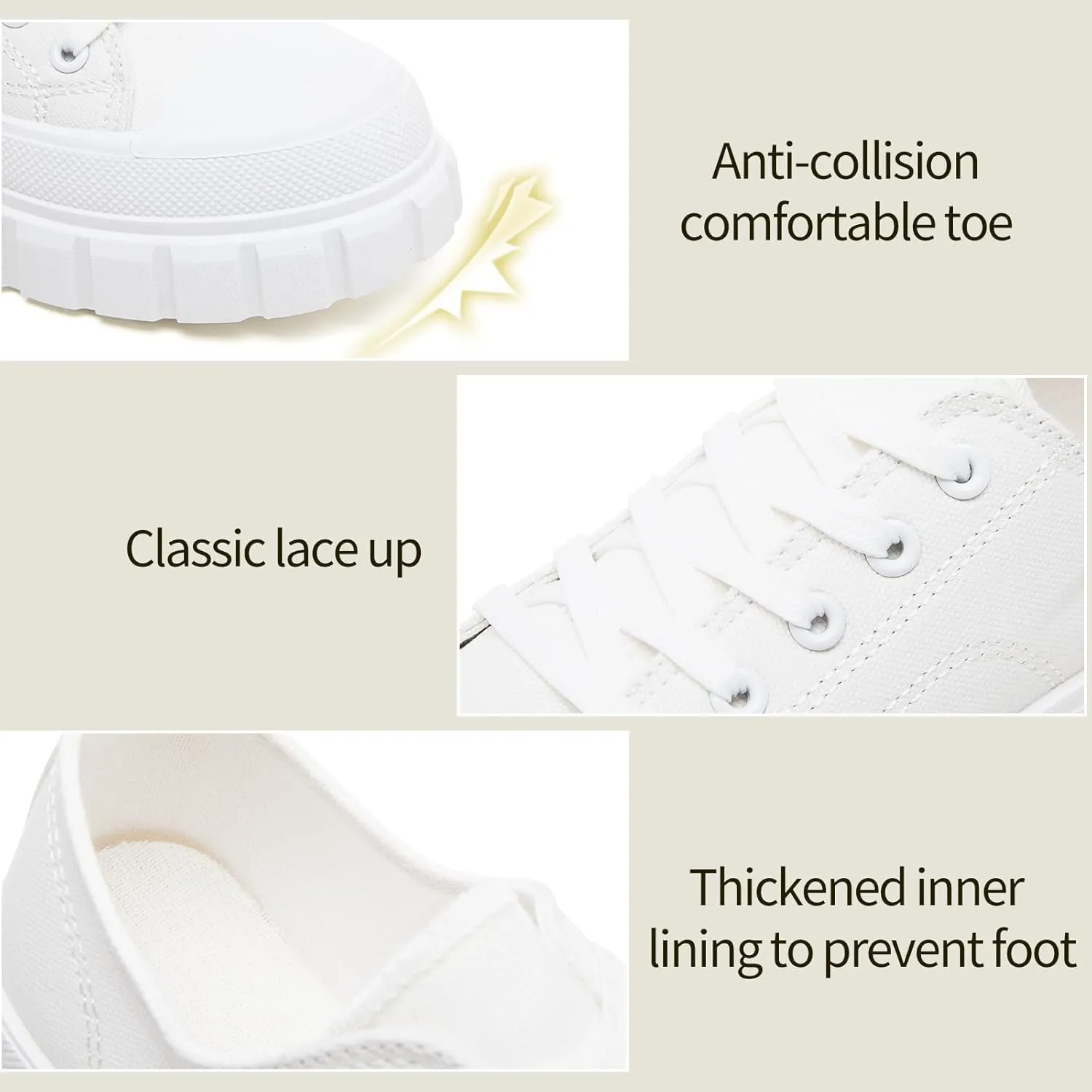 yageyan Womens Platform Sneakers Canvas Shoes for Women White Low Top Classic Casual Tennis Shoes