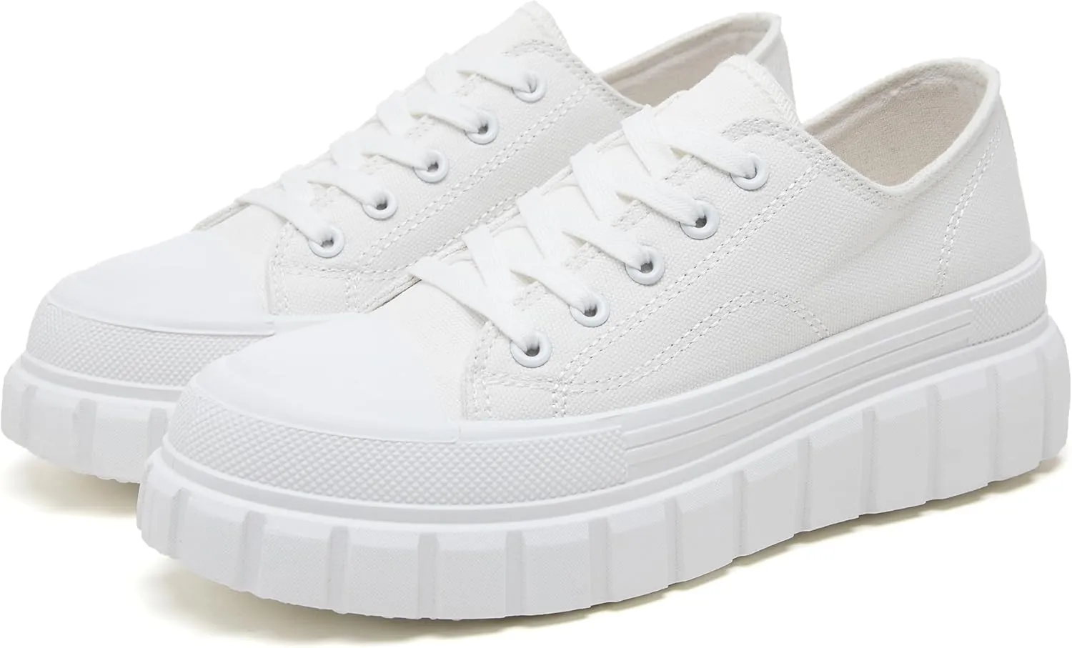 yageyan Womens Platform Sneakers Canvas Shoes for Women White Low Top Classic Casual Tennis Shoes