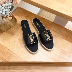 YVES BLACK SLIPPER CALFSKIN Laurent SL Saint Special offers LOGO Superior-grade