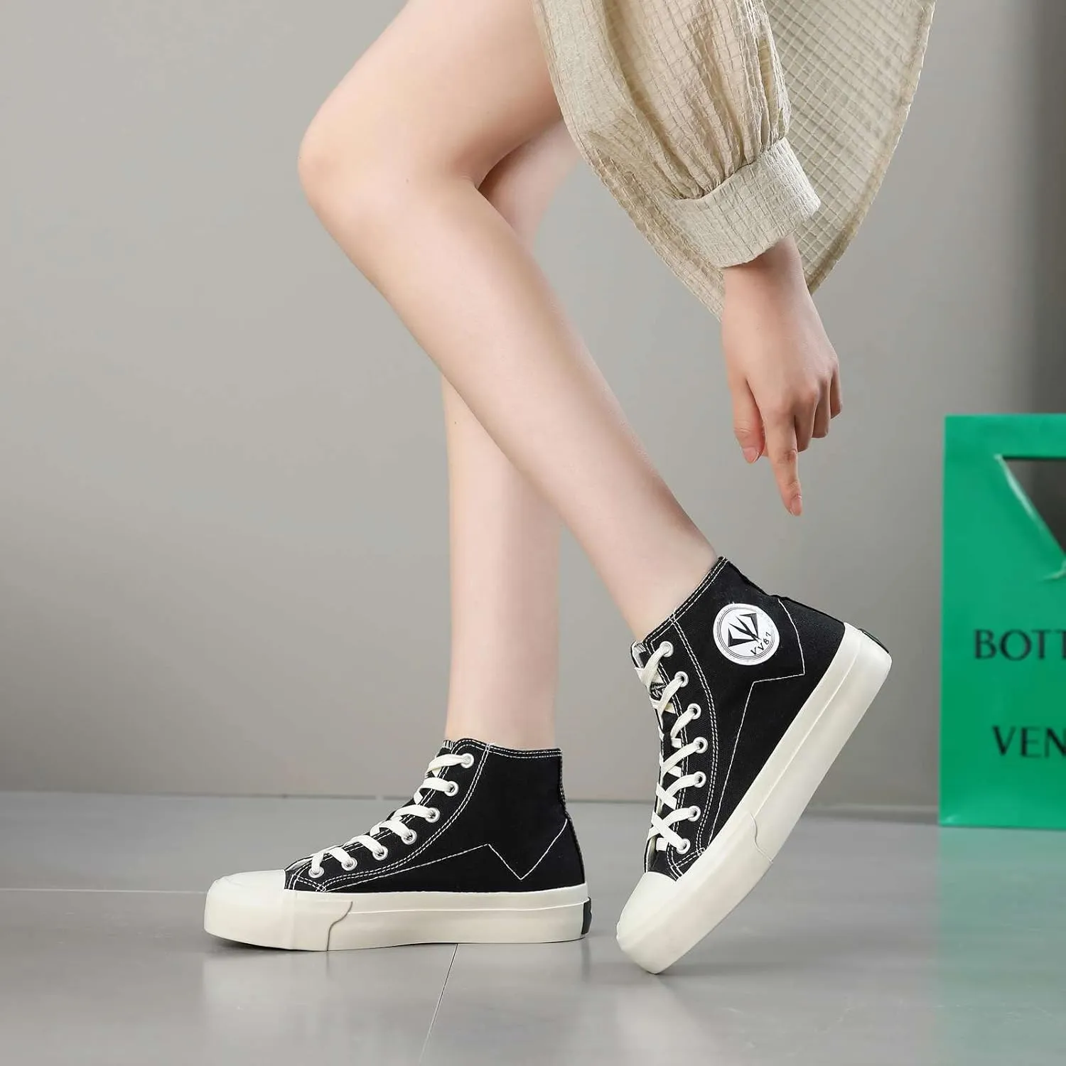 YYSPR Women’s Fashion High Top Canvas Sneakers Lace up Casual Classic Comfort Walking Shoes